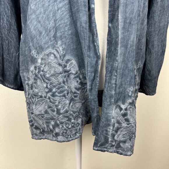 Andree by Unit Cardigan Women Small Bllue Chambray Floral Embroidered Casual - Picture 8 of 15